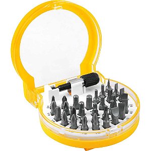 Jogo de bits/ponteiras com 32 peças encaixe sextavado de 1/4" VONDER