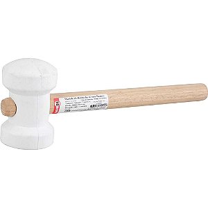 Martelo de borracha 60mm cabo em madeira para azulejista branco NOVE54