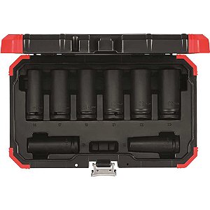 Jogo de soquetes de impacto sextavados longos encaixe de 1/2" 12,0mm a 23,0mm com 8 peças R63003108 GEDORE RED