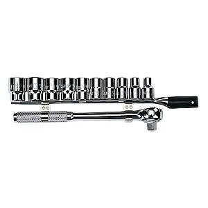 Jogo de soquetes estriados com encaixe de 1/2" 10,0mm a 19,0mm com 11 peças 86-734 STANLEY