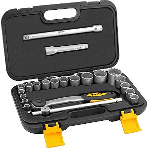 Jogo de soquetes estriados encaixe 1/2" 8mm a 32mm com 22 peças VONDER