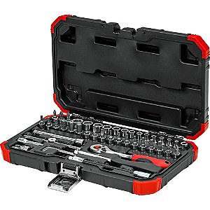Jogo de soquetes sextavados e acessórios encaixe de 1/4" 4,0mm a 14,0mm com 46 peças R49003046 GEDORE RED