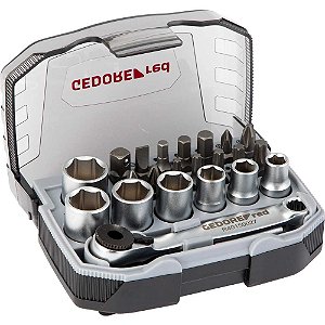 Jogo de soquetes sextavados e acessórios encaixe de 1/4" 6,0mm a 13,0mm com 23 peças R49005023 GEDORE RED