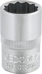 Soquete estriado com encaixe de 1/2" 18mm GEDORE RED
