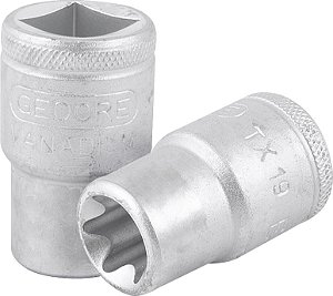 Soquete hexalobular fêmea com encaixe 1/2" TX 19 - E16 GEDORE