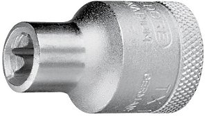 Soquete hexalobular fêmea com encaixe 1/2" TX 19 - E18 GEDORE