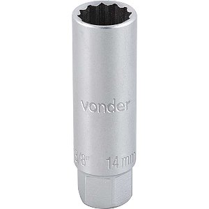Soquete para vela de ignição encaixe 3/8" 14mm estriado VONDER