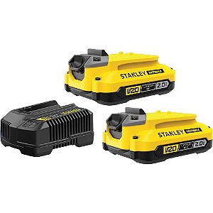Kit com 2 baterias de íons de lítio (20V MAX - 2 Ah) 1 carregador e bolsa SCB222CK-BR STANLEY