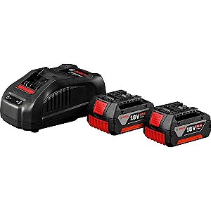 Kit com 2 baterias de íons de lítio (GBA 18V 4 Ah) e 1 carregador rápido GAL 1880 1 600 A01 5TC BOSCH