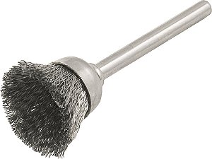 Escova tipo copo com haste para microrretífica 12mm em inox VONDER