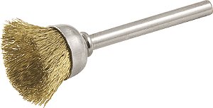 Escova tipo copo com haste para microrretífica 12mm em latão VONDER