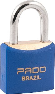 Cadeado de latão corpo plastificado 25mm Azul PADO