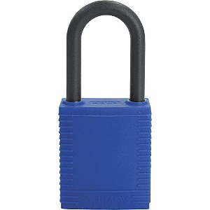 Cadeado com haste e corpo em plástico com segredo diferenciado 38mm azul C 7077 BRADY