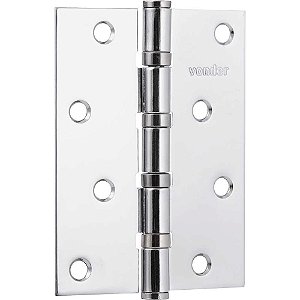Dobradiça 4" com anel rolamento cromada com 3 peças VONDER
