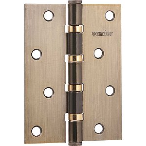 Dobradiça 4" com anel rolamento latonada com 3 peças VONDER