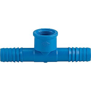 Tê com rosca interna para mangueira 1" polipropileno azul T53ZN REBOUÇAS - 25 unidades