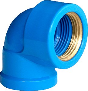 Joelho 90° soldável em PVC com bucha de latão roscável 25mm x 3/4" azul 20104003 PLASTILIT - 25 unidades