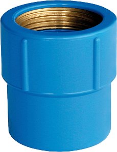 Luva de PVC azul soldável com bucha de latão 25mm x 1/2" 20104005 PLASTILIT - 25 unidades