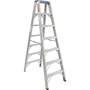 Escada de abrir em alumínio uso profissional 7 degraus 210cm ALULEV