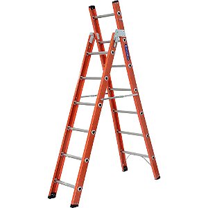 Escada multifuncional em fibra de vidro tesoura e singela 6 x 12 degraus 2,13m x 3,85m TSH 6-12 COGUMELO