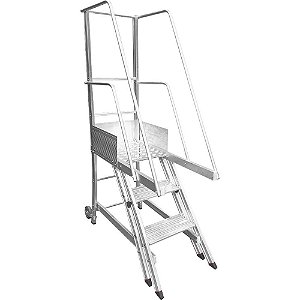 Escada trepadeira alumínio 0,74m X 1,14m 2 degraus + plataforma com 4 corrimões TR072 ALULEV