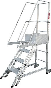 Escada trepadeira alumínio 0,96m X 1,46m 3 degraus + plataforma com 4 corrimões TR102 ALULEV
