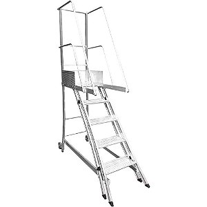 Escada trepadeira alumínio 1,16m X 1,63m 4 degraus + plataforma com 4 corrimões TR122 ALULEV