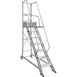 Escada trepadeira alumínio 1,61m X 2,00m 6 degraus + plataforma com 4 corrimões TR162 ALULEV
