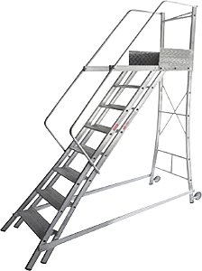 Escada trepadeira alumínio 1,86m X 2,18m 7 degraus + plataforma com 4 corrimões TR202 ALULEV