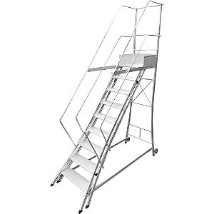Escada trepadeira alumínio 2,06m X 2,37m 8 degraus + plataforma com 4 corrimões TR212 ALULEV