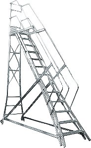 Escada trepadeira alumínio 3,01m X 3,13m 12 degraus + plataforma com 4 corrimões TR302 ALULEV