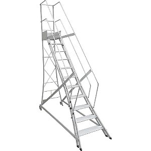 Escada trepadeira alumínio 3,50m X 3,55m 14 degraus + plataforma com 4 corrimões TR352 ALULEV