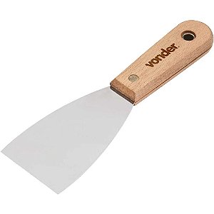 Espátula de aço inox 2.1/4" - 57mm com cabo de madeira VONDER