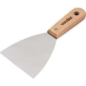 Espátula de aço inox 4" - 101mm com cabo de madeira VONDER
