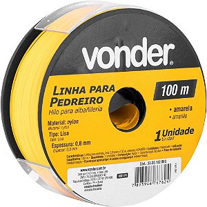 Linha para pedreiro lisa 0,8mm x 100m amarela VONDER - 10 unidades