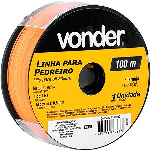 Linha para pedreiro lisa 0,8mm x 100m laranja VONDER - 10 unidades