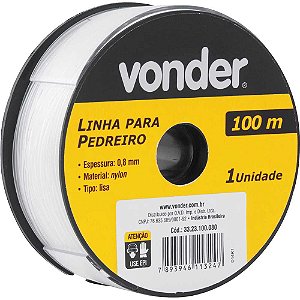 Linha para pedreiro lisa 0,8mm x 100m VONDER - 10 unidades