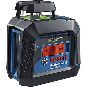 Nível a laser de 2 linhas verdes 10m (raio) precisão ± 0,4 mm/m com tripé e bolsa GLL 2-20g 0 601 065 001 BOSCH