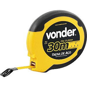 Trena longa com fita de aço caixa fechada em ABS com 30m x 12,5mm VONDER