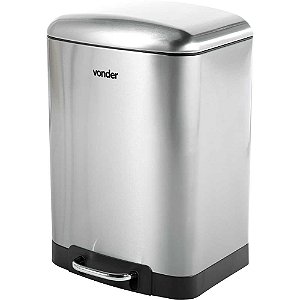 Lixeira retangular 12 litros inox cinza VONDER