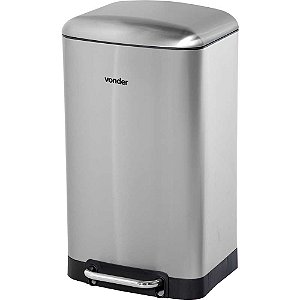 Lixeira retangular 30 litros inox cinza VONDER