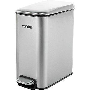 Lixeira retangular 5 litros inox cinza VONDER