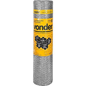 Tela metálica hexagonal pinteiro malha 1" 24 BWG x 1,0m com 50m VONDER