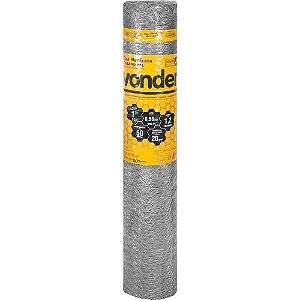 Tela metálica hexagonal pinteiro malha 1" 24 BWG x 1,2m com 50m VONDER