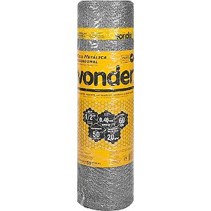 Tela metálica hexagonal viveiro malha 1/2" 26 BWG x 0,6m com 50m VONDER
