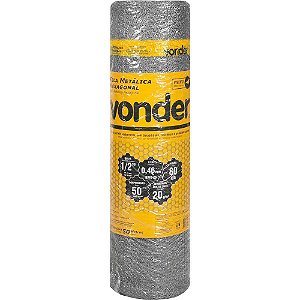 Tela metálica hexagonal viveiro malha 1/2" 26 BWG x 0,8m com 50m VONDER