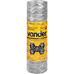 Tela metálica hexagonal mangueirão malha 3" 18 BWG x 0,8m com 50m VONDER