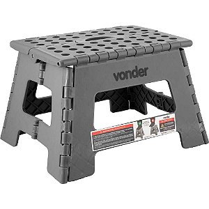 Banqueta plástica dobrável cinza altura 220mm VONDER