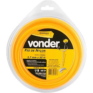 Fio de nylon 2,7mm x 50m quadrado VONDER