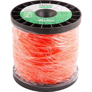Fio de nylon 3,0mm x 232m laranja perfil quadrado EKILON GRASS